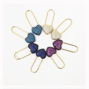 Rhinestone Heart Paper Clip Earrings